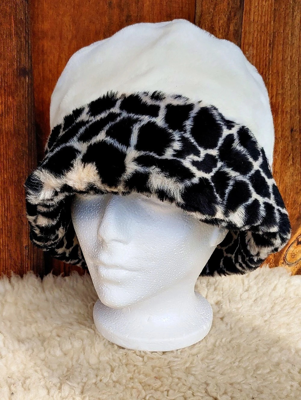 Faux Fur Animal Print Bucket Hat